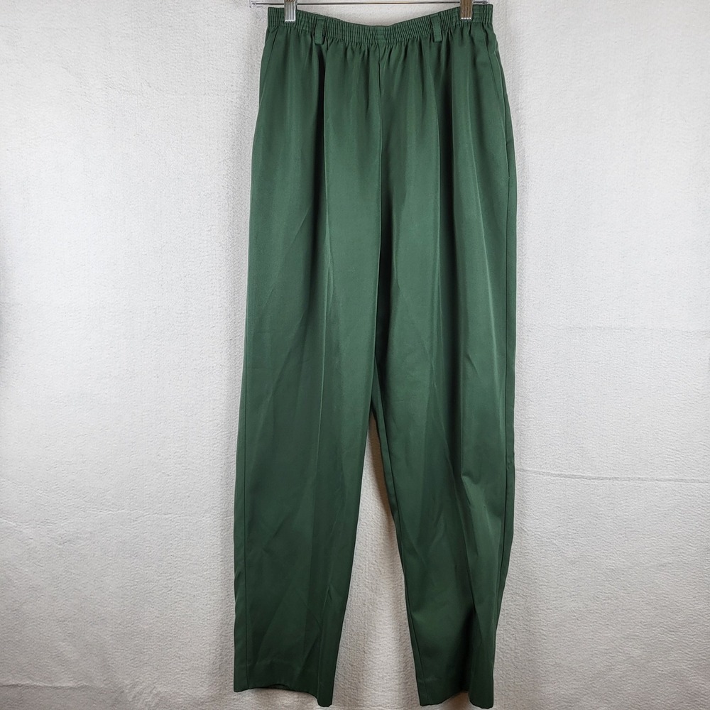 Alfred‎ Dunner Women's Green Elastic Waist Pants Size 12 Made in USA